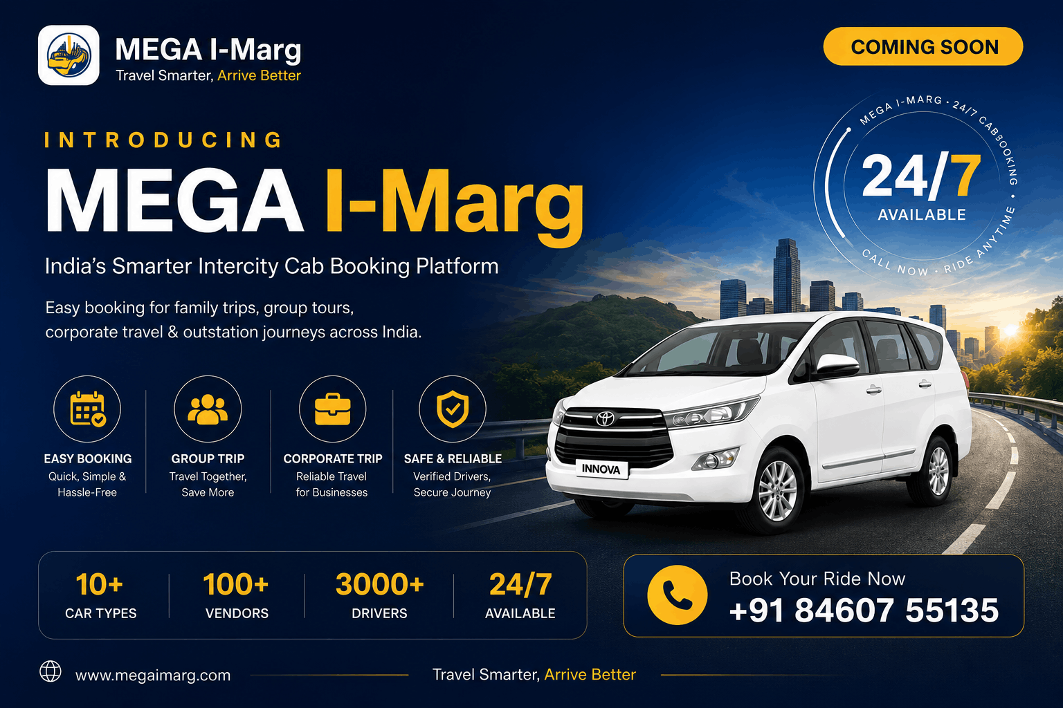 MEGA I-Marg – Smart Intercity Cab Booking Platform for Group & Corporate Travel in India feature cover